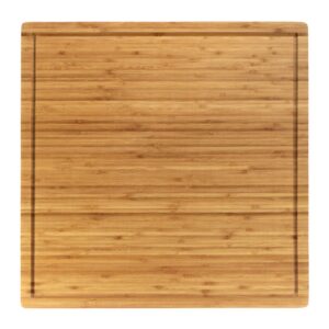 Grooved Flat Square Bamboo Cutting Board 20" x 20" x 0.75"